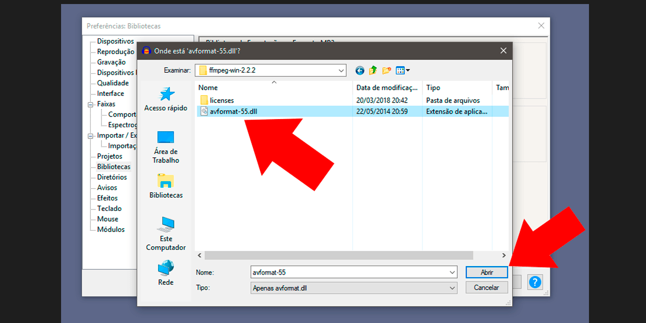 Baixe o zip do FFmpeg for Audacity