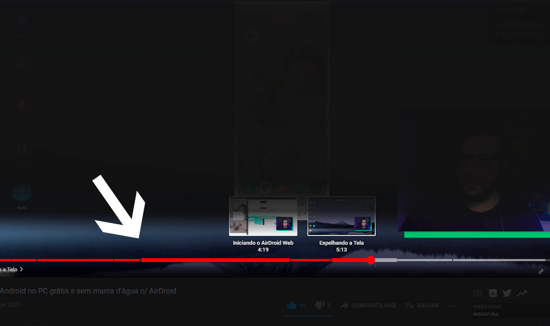 timeline do youtube com capítulos