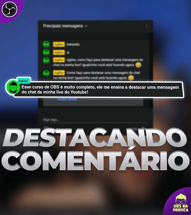 Destacando comentário da live do Youtube